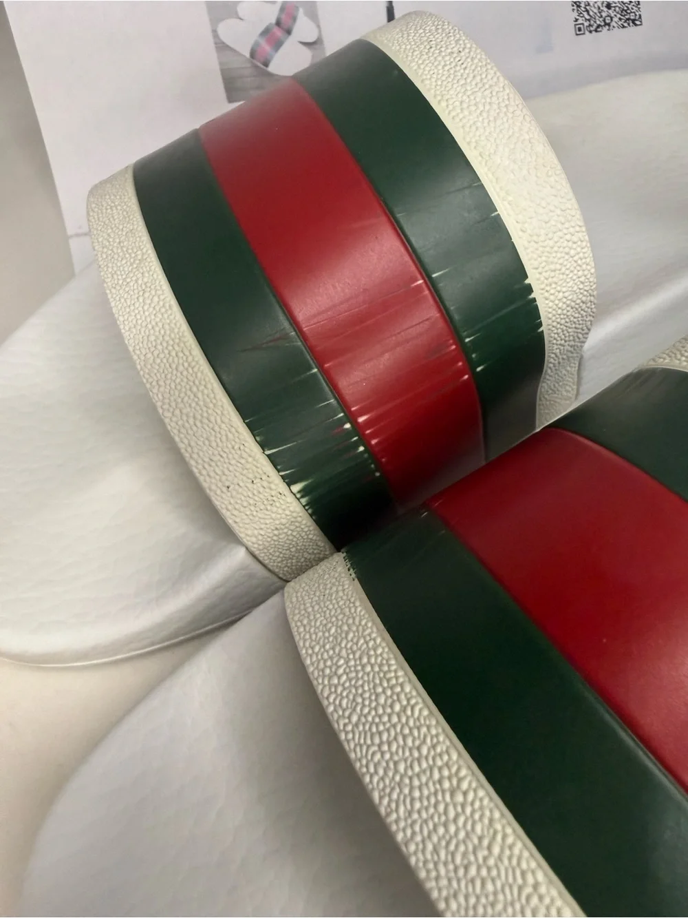 Authentic Gucci Pursuit Web Slides Men 9.5 Women 11 White COA